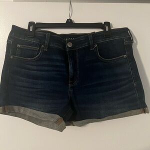 American Eagle Outfitters Dark Indigo Rolled Cuff Denim Shorts